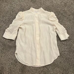 Frame Shirred Sleeve Silk Blouse (off white) Women’s XS